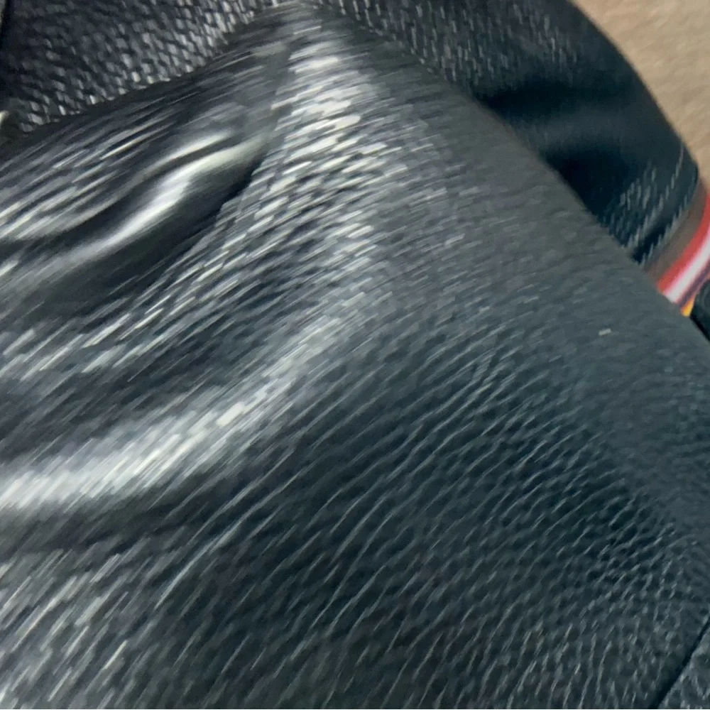 Paul Smith Black Leather Weekender Bag with Multicolor signature strip